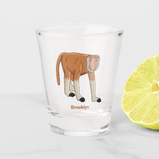 Funny proboscis aap cartoon afbeelding shot glas (Voorkant)