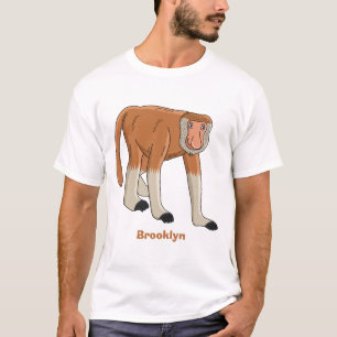 Funny proboscis aap cartoon afbeelding t-shirt