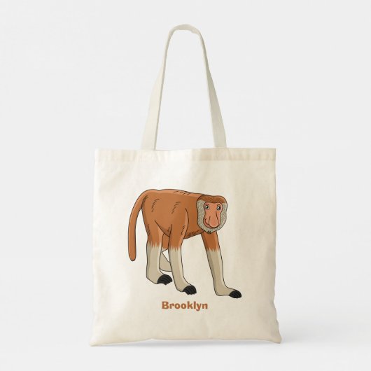 Funny proboscis aap cartoon afbeelding tote bag (Achterkant)