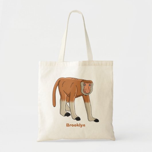 Funny proboscis aap cartoon afbeelding tote bag (Voorkant)