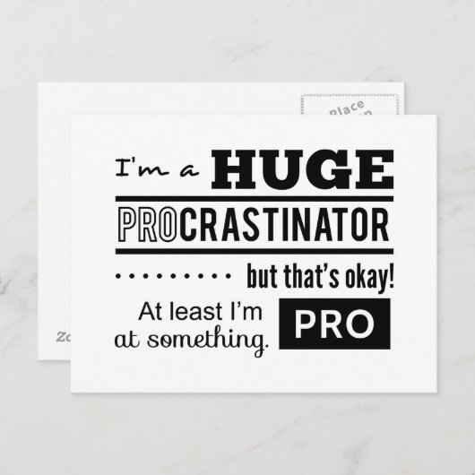 Funny Procrastinator Quote Briefkaart (Voorkant / Achterkant)