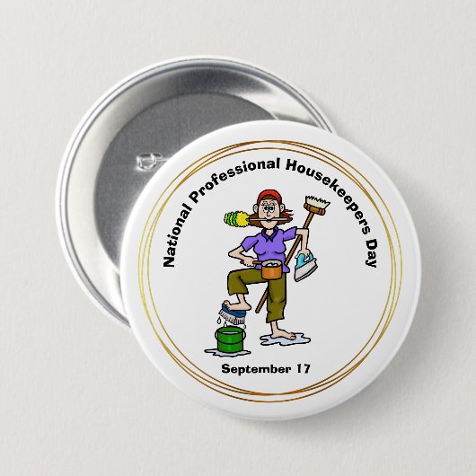 Funny Professional Housekeepers Day Button (Voorkant /achterkant)