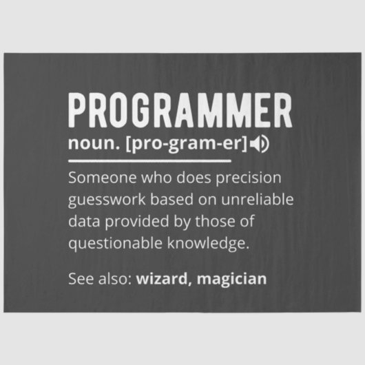 Funny Programmer Code Developer Betekenis Definiti Tissuepapier (Voorkant)