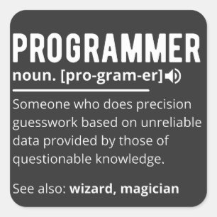 Funny Programmer Code Developer Betekenis Definiti Vierkante Sticker