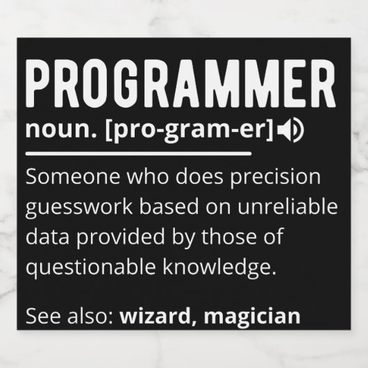 Funny Programmer Code Developer Meaning Definition Likeurfles Etiket (Enkel label)