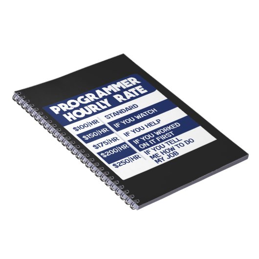 Funny Programmer Hourly Rate Computer IT Coder Notitieboek (Rechterzijde)