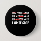 Funny Programmer I Wite Code Ronde Button 7,6 Cm (Voorkant)