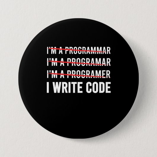 Funny Programmer I Wite Code Ronde Button 7,6 Cm (Voorkant)