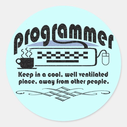 Funny Programmer Ronde Sticker (Voorkant)