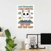 Funny Programming Cat Meme - "I Are Programing" Poster (Thuiskantoor)