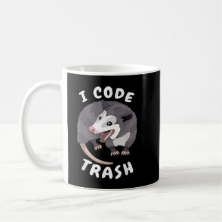 Funny Programming Meme I code Trash Opossum Geek P Koffiemok
