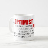 Funny Project Management Gezegde Optimist Pessimis Koffiemok (Voorkant links)