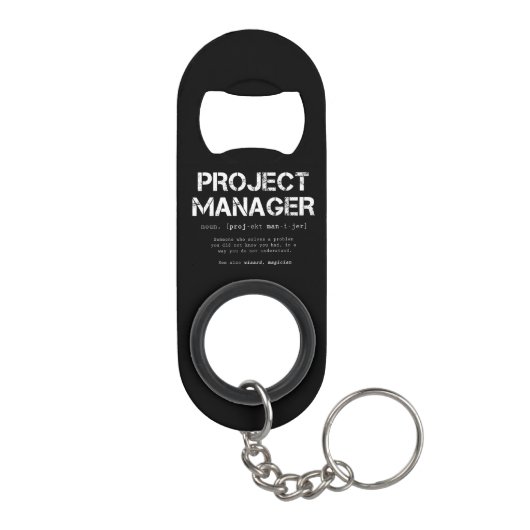 Funny Project Manager Dictionary Definition Mini Flessenopener (Achterkant)