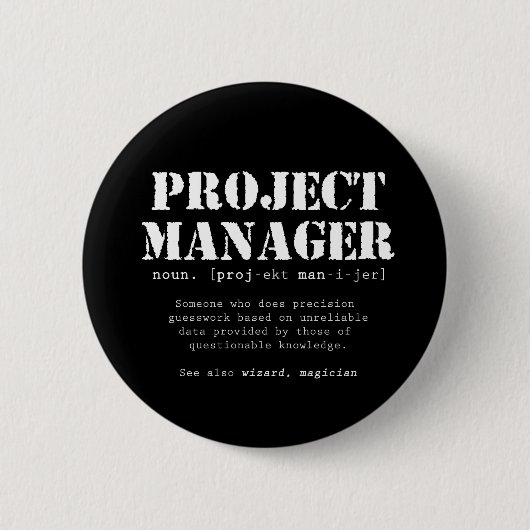 Funny Project Manager Dictionary Definition Ronde Button 5,7 Cm (Voorkant)