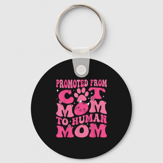 Funny Promoted New Born Promoted From Cat Mom To H Sleutelhanger (Voorkant)