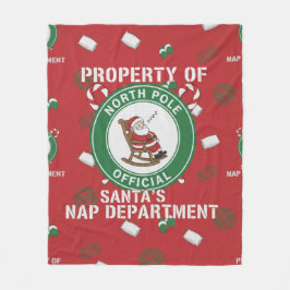 Funny Property of Santa's Nap Department Christmas Fleece Deken
