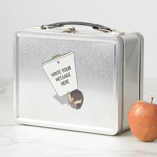 Funny Protester met Placard Cartoon Hedgel (In situ)