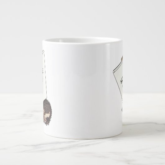 Funny Protester met Placard Cartoon Hedgel Extra Grote Beker (Voorkant)