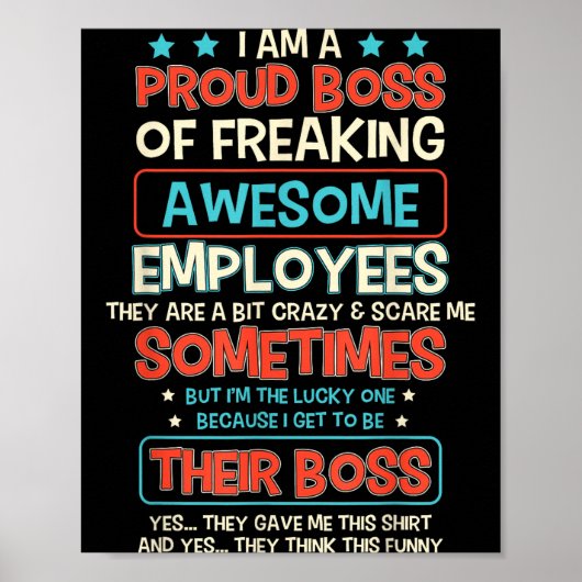 Funny Proud Boss Employee Appreciation Office Men Poster (Voorkant)