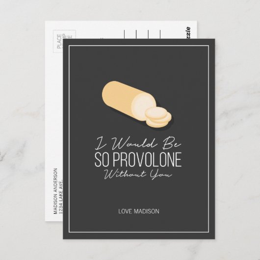 Funny Provolone Valentine Love Fromage Carte posta (Devant / Derrière)