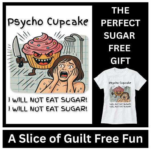 Funny Psycho Cupcake Low Carb Keto White Text T-shirt