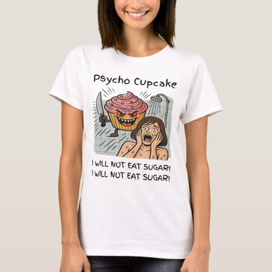 Funny Psycho Cupcake Low Carb Keto White Text T-shirt (Voorkant)