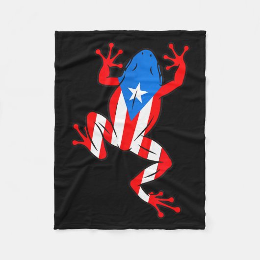 Funny Puerto Rico Coqui Frog Puerto Rican Flag Bor Fleece Deken (Voorkant)