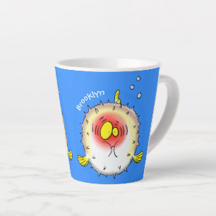 Funny puffer fish porcupine fish cartoon latte mok