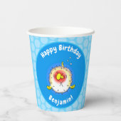 Funny puffer fish porcupine fish cartoon papieren bekers (Achterkant)