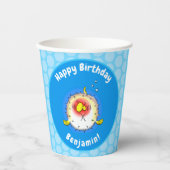 Funny puffer fish porcupine fish cartoon papieren bekers (Voorkant)