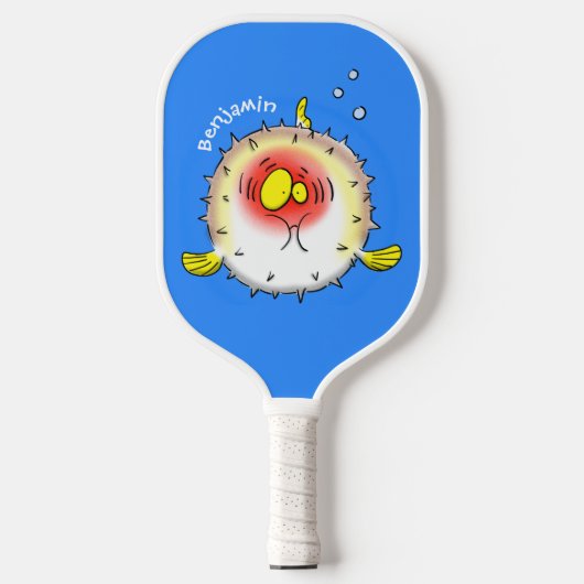 Funny puffer fish porcupine fish cartoon pickleball paddle (Voorkant)