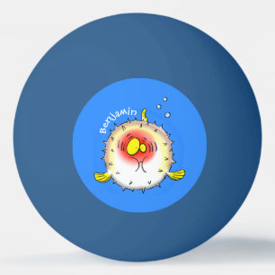 Funny puffer fish porcupine fish cartoon pingpongballen