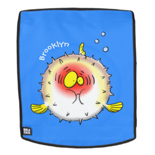 Funny puffer fish porcupine fish cartoon rugtassen
