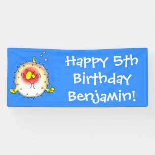 Funny puffer fish porcupine fish cartoon spandoek