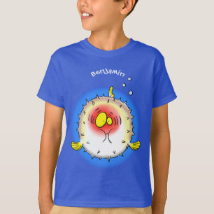 Funny puffer fish porcupine fish cartoon t-shirt