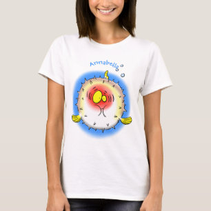 Funny puffer fish porcupine fish cartoon t-shirt