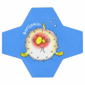 Funny puffer fish porcupine fish cartoon voetbal (Enkel)