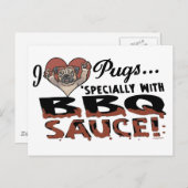 Funny Pug BBQ Briefkaart (Voorkant / Achterkant)