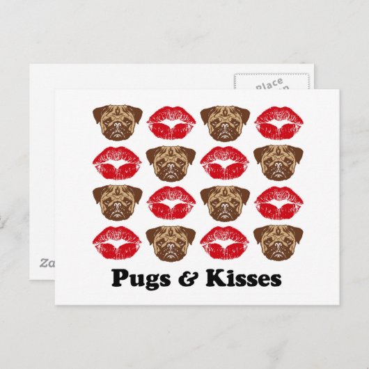 Funny Pug Briefkaart (Voorkant / Achterkant)