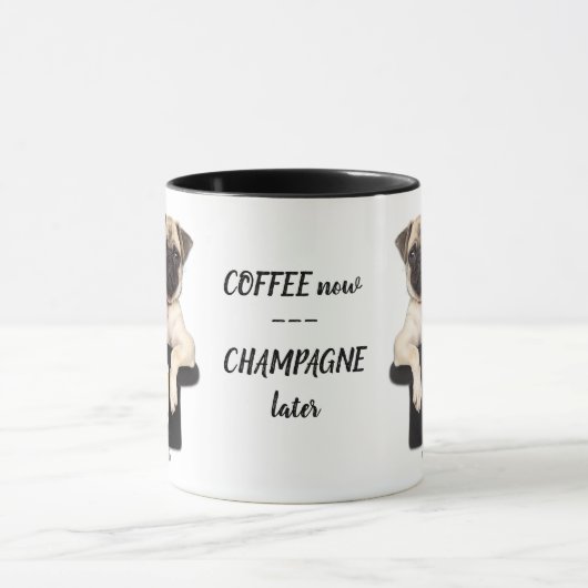 Funny Pug Champagne Later Mok (Midden)