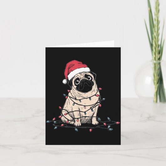 Funny Pug Christmas Graphics Dog Lights Lover Owne Kaart (Voorkant)