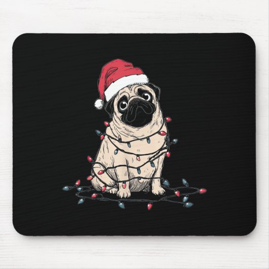 Funny Pug Christmas Graphics Dog Lights Lover Owne Muismat (Voorkant)