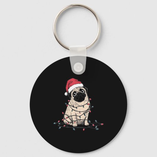 Funny Pug Christmas Graphics Dog Lights Lover Owne Sleutelhanger (Voorkant)