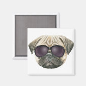 Funny pug, Cute franse buldog met bril Magneet (Voorkant / Achterkant)