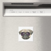 Funny pug, Cute franse buldog met bril Magneet (Insitu (Vaatwasser))