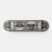 Funny pug, Cute franse buldog met bril Skateboard (Horizontaal)