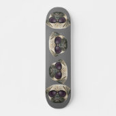 Funny pug, Cute franse buldog met bril Skateboard (Voorkant)