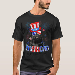 Funny Pug die zonnebrillen draagt Vlag 4 juli T-shirt