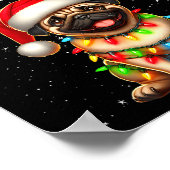 Funny Pug Dog Christmas Lights Santa Hat Candy Can Poster (Hoek)