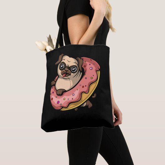 Funny Pug Dog Donut Lover Pet Draagtas (Dichtbij)